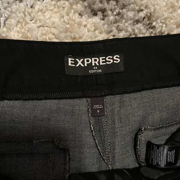 EXPRESS GRAY Black Trim Editor DRESS PANTS SZ 0 - Picture 9 of 10